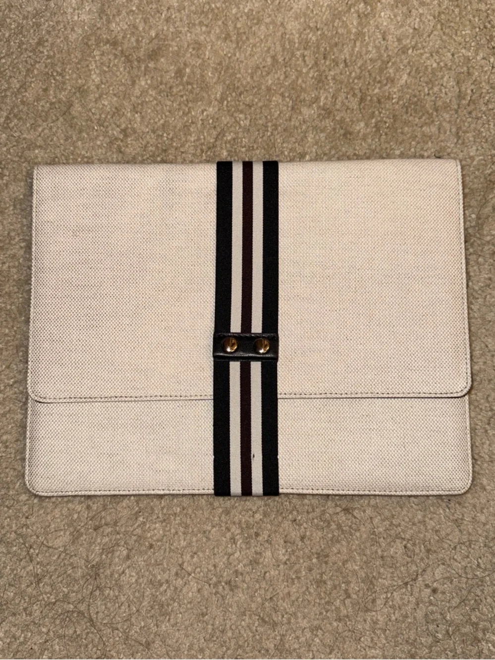 Theory Canvas Stripe Detail Portfolio Clutch - Cream